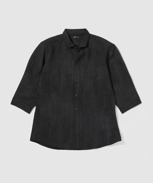 TETE HOMME(テットオム)の「TETE by TETE HOMME かすれプリント 七分袖ナローカラーシャツ(シャツ/ブラウス・メンズ・ブラック/グレー・XL/M/L)」の2枚目の写真