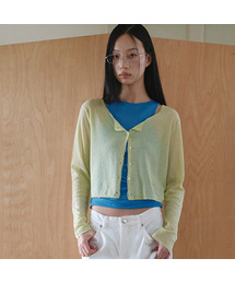 LINEN LACE DETAIL CARDIGAN L/GREEN