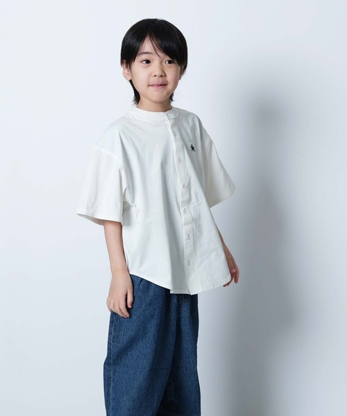 SHISKY（シスキー）の「【POLO　CHAMPS/ポロチャンプス】 ワンポイント刺繍 マルチファンクション 半袖シャツ(PL26-08))（シャツ/ブラウス・キッズ・オフホワイト/カーキ/ブラック/ベージュ/チャコール・120/130/150/160/110/140）」の8枚目の写真