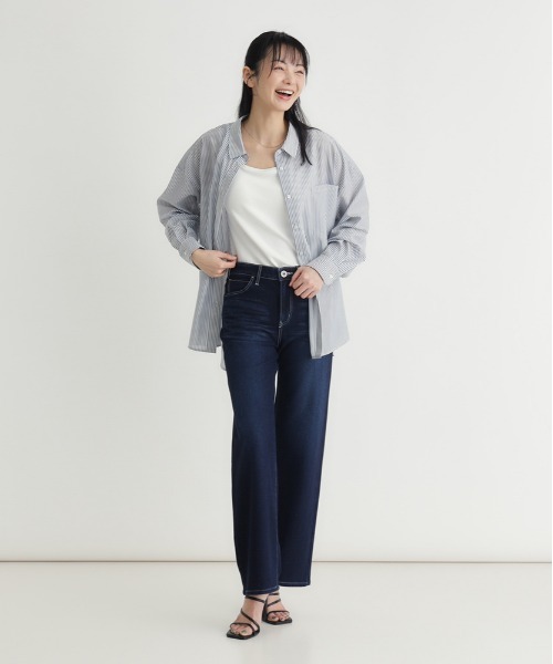 EDWIN(エドウィン)の「EDWIN(エドウィン)【レディース】「COOL」ワイドデニムパンツ【涼】(デニムパンツ・レディース・ダークインディゴブルー・XS/S/M/L)」の5枚目の写真