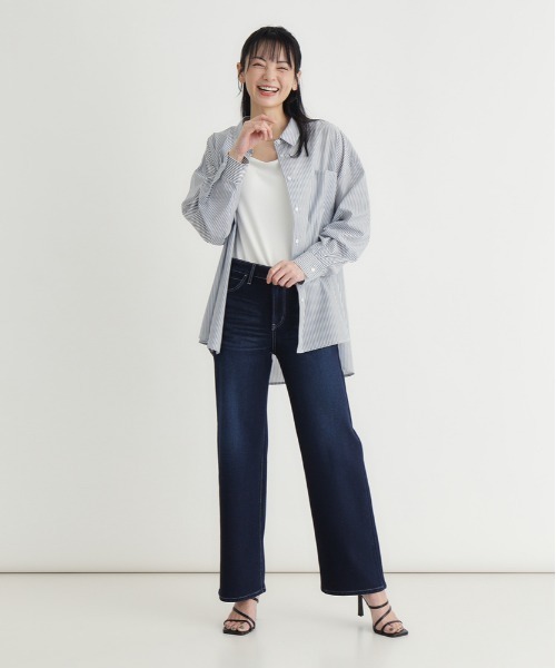 EDWIN(エドウィン)の「EDWIN(エドウィン)【レディース】「COOL」ワイドデニムパンツ【涼】(デニムパンツ・レディース・ダークインディゴブルー・XS/S/M/L)」の6枚目の写真