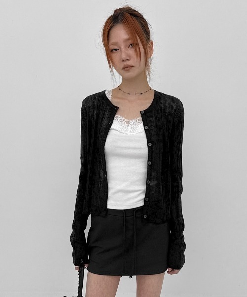BLACKUP（ブラックアップ）の「[MADE] シャベサマーラウンドニットカーディガン（カーディガン/ボレロ・レディース・ブラック/ライトグレー/アイボリー・FREE）」の2枚目の写真