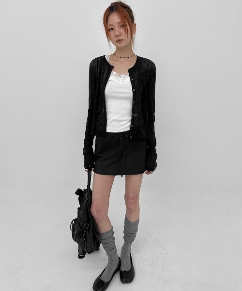 BLACKUP（ブラックアップ）の「[MADE] シャベサマーラウンドニットカーディガン（カーディガン/ボレロ・レディース・ブラック/ライトグレー/アイボリー・FREE）」の6枚目の写真