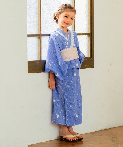 Boribon(ボリボン)の「Boribonワンピース浴衣(帯付)(浴衣・キッズ・ブルー/ピンク・120/110/100)」の3枚目の写真