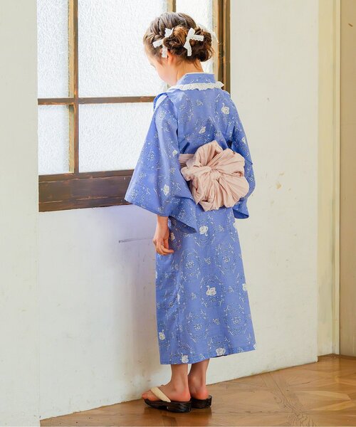 Boribon(ボリボン)の「Boribonワンピース浴衣(帯付)(浴衣・キッズ・ブルー/ピンク・120/110/100)」の4枚目の写真