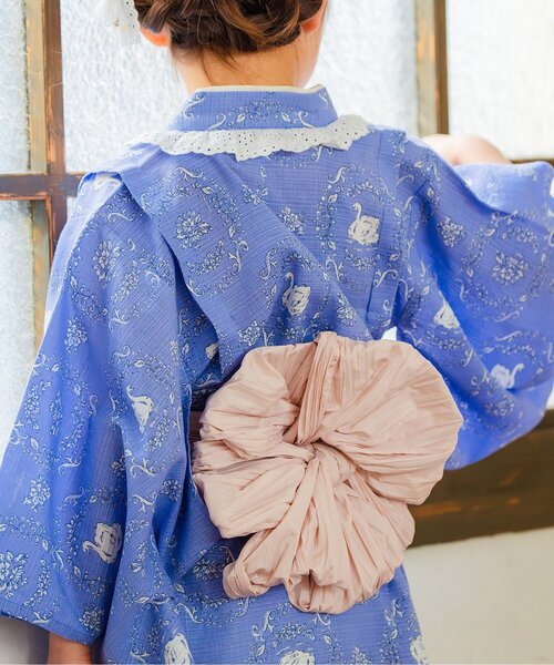 Boribon(ボリボン)の「Boribonワンピース浴衣(帯付)(浴衣・キッズ・ブルー/ピンク・120/110/100)」の5枚目の写真