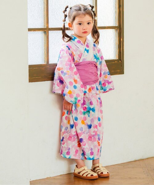 Boribon(ボリボン)の「Boribonワンピース浴衣(帯付)(浴衣・キッズ・ブルー/ピンク・120/110/100)」の6枚目の写真
