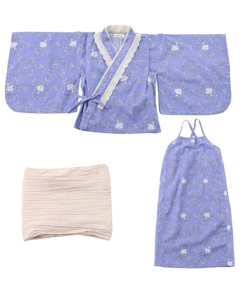 Boribon(ボリボン)の「Boribonワンピース浴衣(帯付)(浴衣・キッズ・ブルー/ピンク・120/110/100)」の10枚目の写真