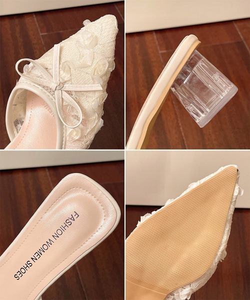 Miniministore(ミニミニストア)の「レースミュールサンダルリボン付きミュール(パンプス・レディース・ピンク/アイボリー/ブラック・24.5cm/24.0cm/23.5cm/23.0cm/22.5cm)」の22枚目の写真
