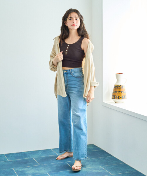 FREAK'S STORE（フリークスストア）の「限定展開　ワイド リブ ヘンリー タンク セット 水着(トップス・パンツ)（水着・レディース・ブラウン/ナチュラル/グレー/ブラック・ﾌﾘ-）」の13枚目の写真