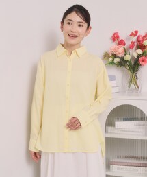 【手洗い可】リネン混ベーシックシャツ