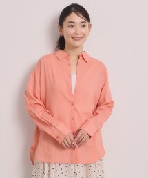 【手洗い可】リネン混ベーシックシャツ