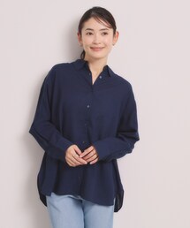 【手洗い可】リネン混ベーシックシャツ