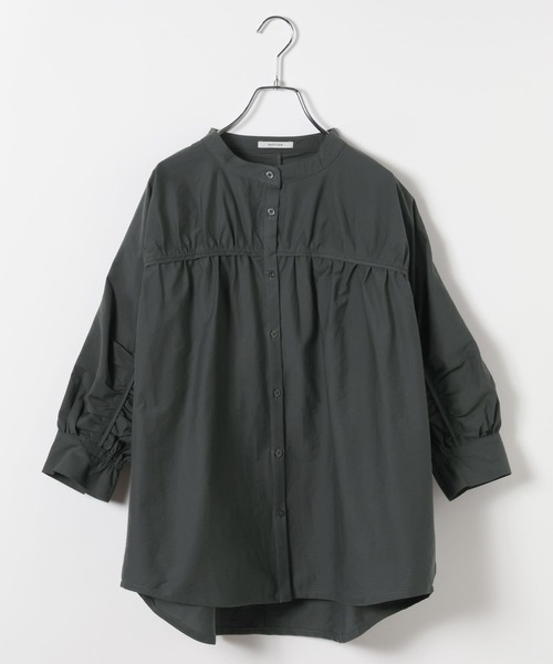 BAYFLOW(ベイフロー)の「ギャザー切替シャツ(シャツ/ブラウス・レディース・セージグリーン/チャコール/ブラウン/ホワイト・FREE)」の22枚目の写真