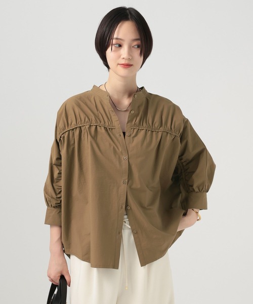 BAYFLOW(ベイフロー)の「ギャザー切替シャツ(シャツ/ブラウス・レディース・セージグリーン/チャコール/ブラウン/ホワイト・FREE)」の15枚目の写真