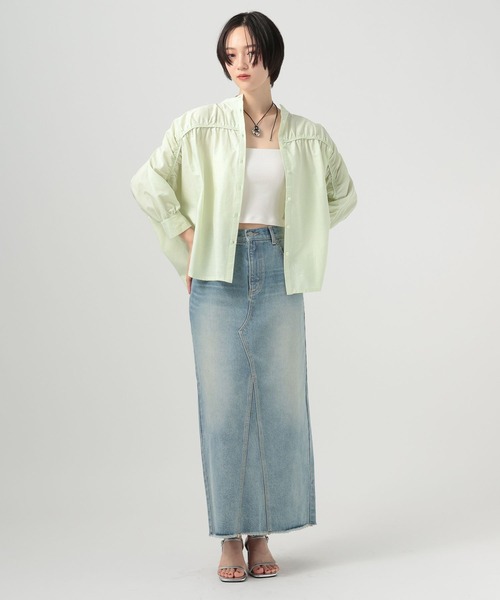 BAYFLOW(ベイフロー)の「ギャザー切替シャツ(シャツ/ブラウス・レディース・セージグリーン/チャコール/ブラウン/ホワイト・FREE)」の18枚目の写真