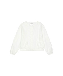 DOT PATCHWORK BLOUSE, WHITE
