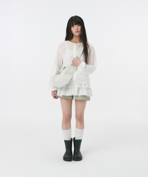 OHESHIO（オヘシオ）の「DOT PATCHWORK BLOUSE, WHITE（シャツ/ブラウス・レディース・その他・FREE）」の2枚目の写真