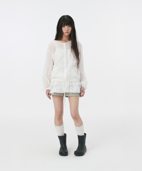OHESHIO（オヘシオ）の「DOT PATCHWORK BLOUSE, WHITE（シャツ/ブラウス・レディース・その他・FREE）」の3枚目の写真