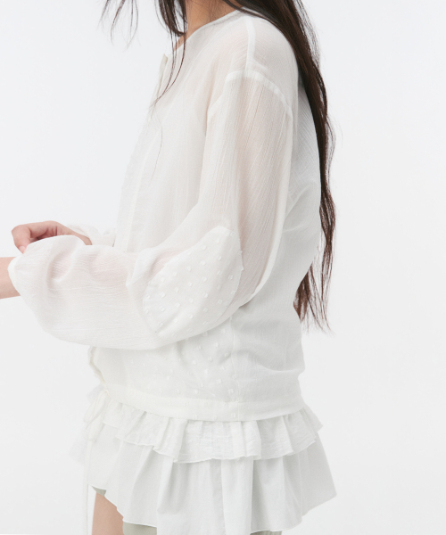 OHESHIO（オヘシオ）の「DOT PATCHWORK BLOUSE, WHITE（シャツ/ブラウス・レディース・その他・FREE）」の4枚目の写真