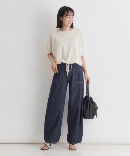 SOMETHING(サムシング)の「SOMETHING(サムシング)サマーベイカーカーブパンツ(デニムパンツ・レディース・ノンウォッシュ・M/L/XS/S)」の10枚目の写真