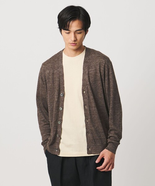 UNITED ARROWS(ユナイテッドアローズ)の「リネン/コットン ハイゲージ カーディガン(カーディガン/ボレロ・メンズ・ダークブラウン/ピンク/ライム・L/XL/M/S)」の1枚目の写真