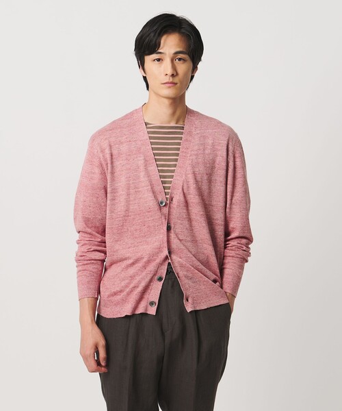 UNITED ARROWS(ユナイテッドアローズ)の「リネン/コットン ハイゲージ カーディガン(カーディガン/ボレロ・メンズ・ダークブラウン/ピンク/ライム・L/XL/M/S)」の3枚目の写真