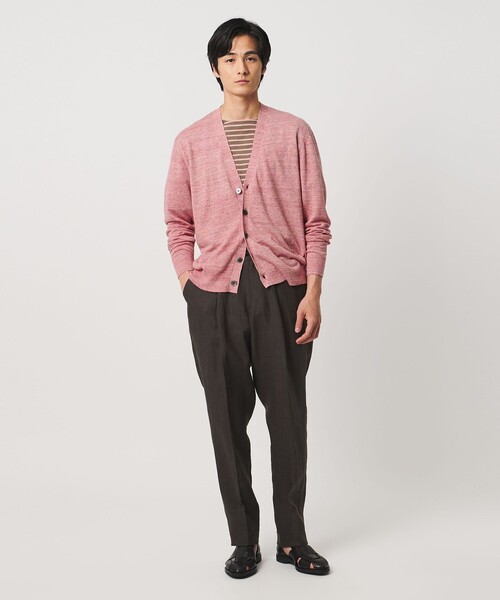 UNITED ARROWS(ユナイテッドアローズ)の「リネン/コットン ハイゲージ カーディガン(カーディガン/ボレロ・メンズ・ダークブラウン/ピンク/ライム・L/XL/M/S)」の5枚目の写真