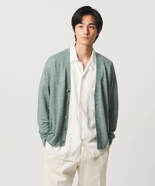 UNITED ARROWS(ユナイテッドアローズ)の「リネン/コットン ハイゲージ カーディガン(カーディガン/ボレロ・メンズ・ダークブラウン/ピンク/ライム・L/XL/M/S)」の6枚目の写真