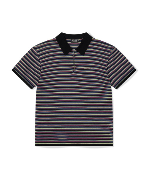 WKNDRS(ウィーキャンドース)の「AP STRIPED HALF-ZIP POLO (BLACK)(ポロシャツ・レディース・その他・X-LARGE/LARGE/MEDIUM)」の1枚目の写真