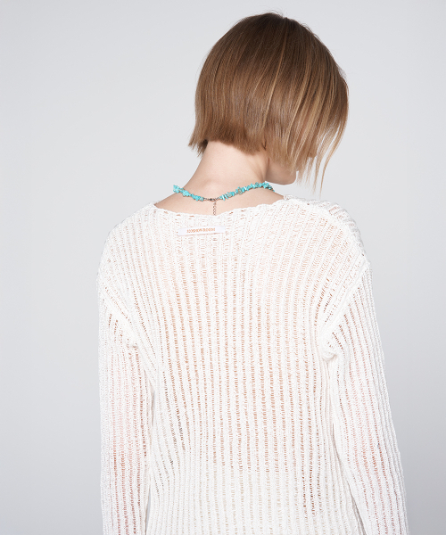 320SHOWROOM(320ショールーム)の「Open Knit Texture Back Label Summer Knit White(ニット/セーター・レディース・ホワイト・FREE)」の2枚目の写真
