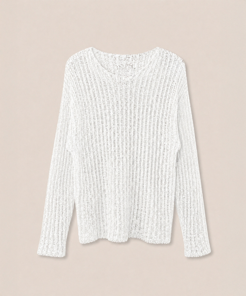 320SHOWROOM(320ショールーム)の「Open Knit Texture Back Label Summer Knit White(ニット/セーター・レディース・ホワイト・FREE)」の3枚目の写真