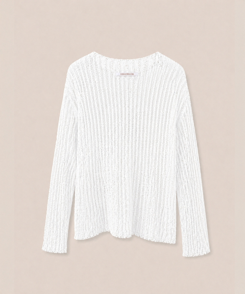 320SHOWROOM(320ショールーム)の「Open Knit Texture Back Label Summer Knit White(ニット/セーター・レディース・ホワイト・FREE)」の4枚目の写真