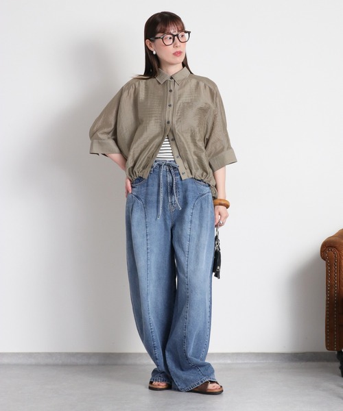 cepo(セポ)の「暑い夏を乗り切る、快適デニム〈接触冷感 / UVカット〉ICE リネンタックワイドデニムパンツ(デニムパンツ・レディース・ブルー系3/ブルー系2/オフホワイト・L/M/S)」の16枚目の写真