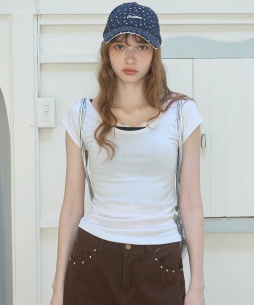 Birthday room(バースデイルーム)の「スリムフィットT/Slim-fit T-shirt(Tシャツ/カットソー・レディース・ホワイト/ライトブルー/ミント・FREE)」の11枚目の写真