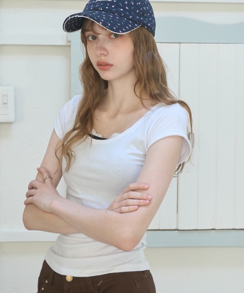 Birthday room(バースデイルーム)の「スリムフィットT/Slim-fit T-shirt(Tシャツ/カットソー・レディース・ホワイト/ライトブルー/ミント・FREE)」の12枚目の写真