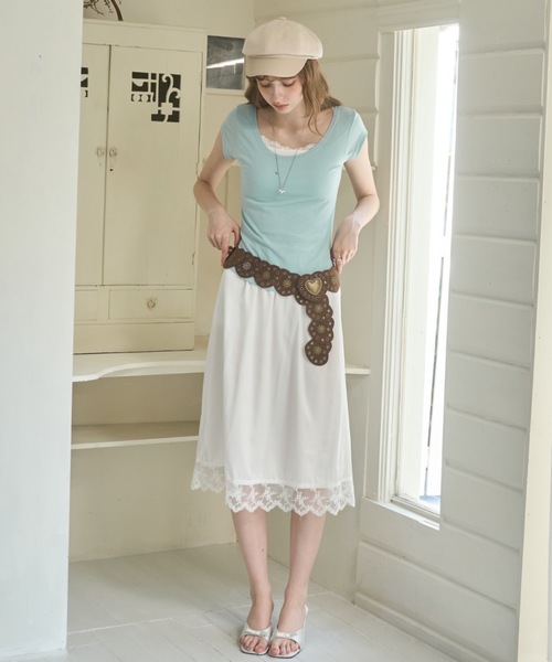 Birthday room(バースデイルーム)の「スリムフィットT/Slim-fit T-shirt(Tシャツ/カットソー・レディース・ホワイト/ライトブルー/ミント・FREE)」の16枚目の写真