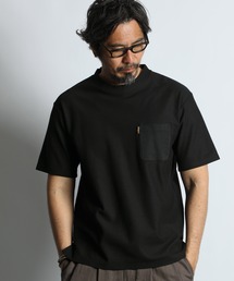 The DUFFER of ST.GEORGE | COOLMAX HONEYCOMB BORDER TEE:クールマックス ハニカムボーダー ポケットTシャツ / 吸水速乾 / モックネック / ドライタッチ / 鹿の子 / 夏Tシャツ(Tシャツ/カットソー)