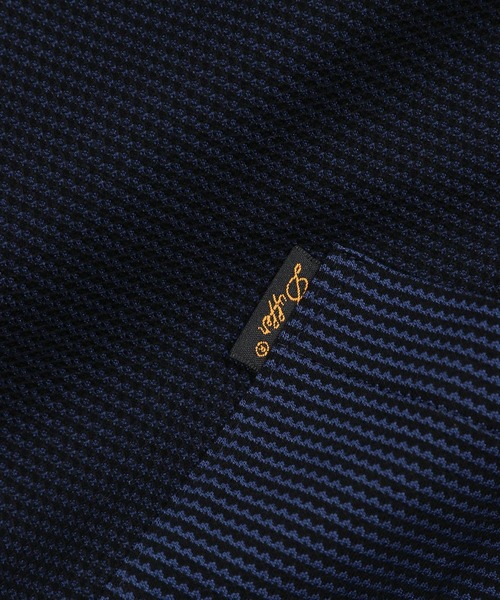 The DUFFER of ST.GEORGE(ザダファーオブセントジョージ)の「COOLMAX HONEYCOMB BORDER TEE:クールマックス ハニカムボーダー ポケットTシャツ / 吸水速乾 / モックネック / ドライタッチ / 鹿の子 / 夏Tシャツ(Tシャツ/カットソー・メンズ・ネイビー/ブラック・MEDIUM/X-LARGE/LARGE)」の6枚目の写真