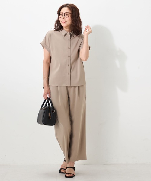 GALLORIA(ギャローリア)の「【セットアップで着られる】衿付ターンバックシャツ(シャツ/ブラウス・レディース・チャコールグレー/ベージュ/ブルー・L/LL/M/S)」の8枚目の写真