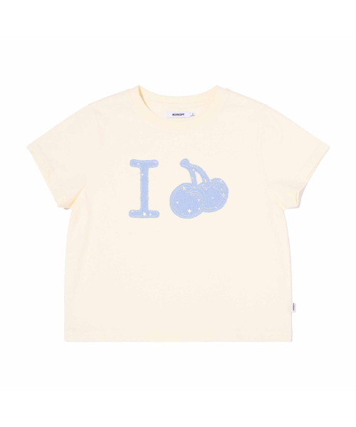 KIRSH（キルシー）の「アイラブキルシ デニムアプリケ クロップTシャツ [ライトイエロー]（Tシャツ/カットソー・レディース・その他・SMALL/MEDIUM）」の2枚目の写真