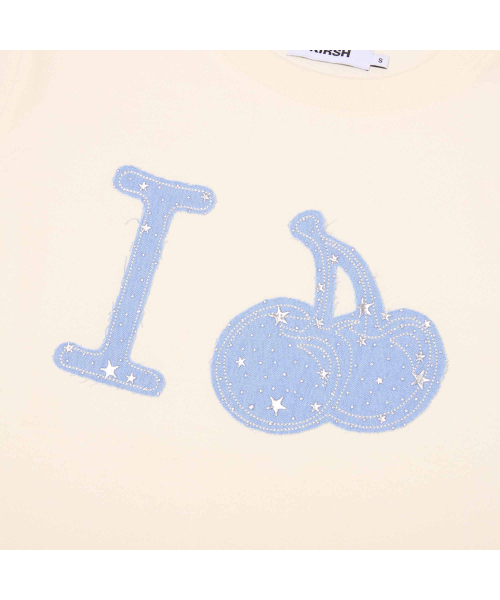 KIRSH（キルシー）の「アイラブキルシ デニムアプリケ クロップTシャツ [ライトイエロー]（Tシャツ/カットソー・レディース・その他・SMALL/MEDIUM）」の4枚目の写真