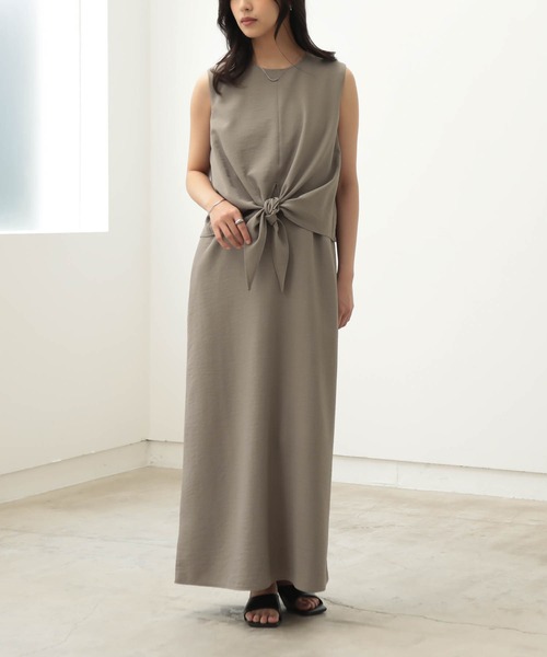 for/c（フォーシー）の「ノットレイヤードワンピース【サスティナブル】（ワンピース・レディース・スミクロ/カーキ・M/PM/TM/L）」の2枚目の写真