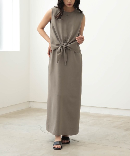 for/c（フォーシー）の「ノットレイヤードワンピース【サスティナブル】（ワンピース・レディース・スミクロ/カーキ・M/PM/TM/L）」の10枚目の写真