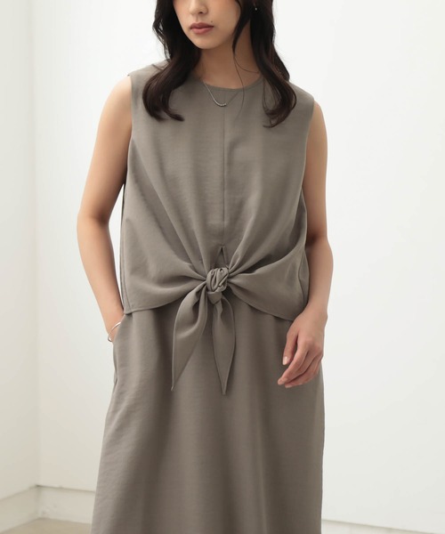 for/c（フォーシー）の「ノットレイヤードワンピース【サスティナブル】（ワンピース・レディース・スミクロ/カーキ・M/PM/TM/L）」の13枚目の写真