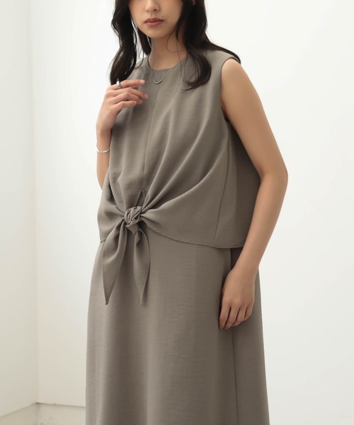 for/c（フォーシー）の「ノットレイヤードワンピース【サスティナブル】（ワンピース・レディース・スミクロ/カーキ・M/PM/TM/L）」の14枚目の写真
