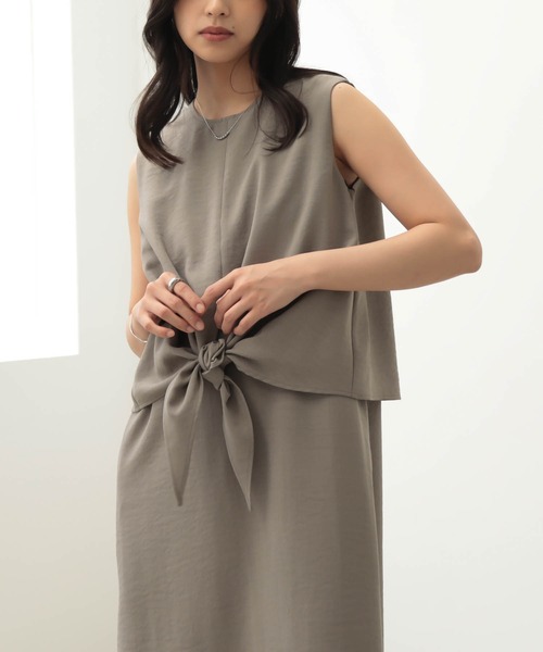 for/c（フォーシー）の「ノットレイヤードワンピース【サスティナブル】（ワンピース・レディース・スミクロ/カーキ・M/PM/TM/L）」の15枚目の写真