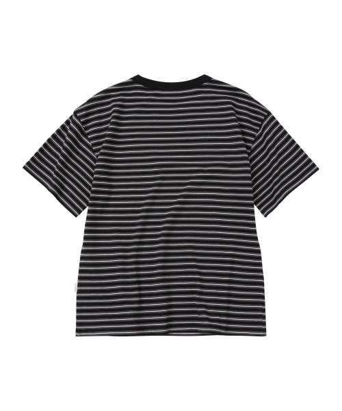 WMC（ダブリューエムシー）の「[クロップ] マルチストライプTシャツ_BLACK（Tシャツ/カットソー・メンズ・ブラック・M/L/XL）」の2枚目の写真