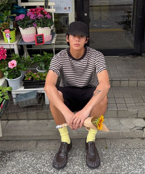 WMC（ダブリューエムシー）の「[クロップ] マルチストライプTシャツ_BLACK（Tシャツ/カットソー・メンズ・ブラック・M/L/XL）」の6枚目の写真