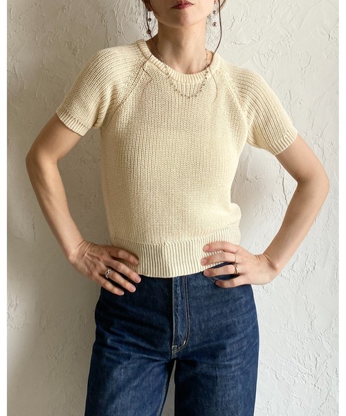 She's Closet(シーズクローゼット)の「パフスリーブ ショート丈 半袖 ベーシック サマーニット トップス(ニット/セーター・レディース・モカ/ブラック/アイボリー・FREE)」の10枚目の写真